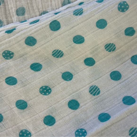 Lulujo Blue White Polka Dots Baby Security Blanket Swaddle Material Muslin Lovey - Picture 5 of 5